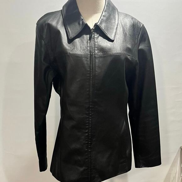 Wilsons Vintage Y2K Leather
MAXIMA Jacket Moto Black Lined Pockets Coat Sz Lg - Picture 1 of 10